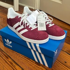 Brand new Adidas Gazelle in Burgundy